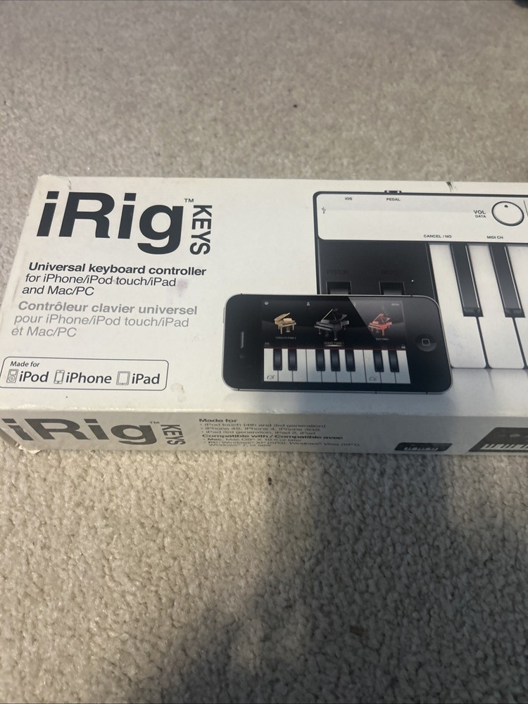 iRig Keys 37-Key USB MIDI Keyboard Controller for iPhone iPad Mac PC w/ Box &...