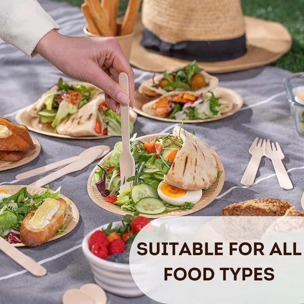 Wood Compostable Utensils Set or compostable silverware - 360 Pieces (120 For...