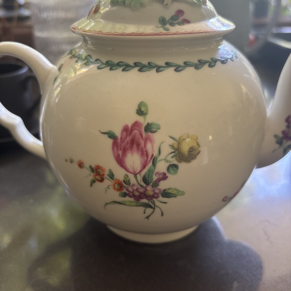 Derby Teapot Circa 1760 Flower Painted