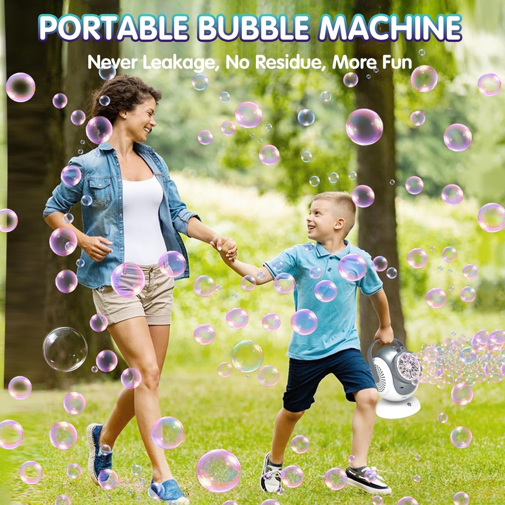 Big Bubble Machine - Automatic Bubbles Blower for Kids, Toddlers - 360° Oscil...