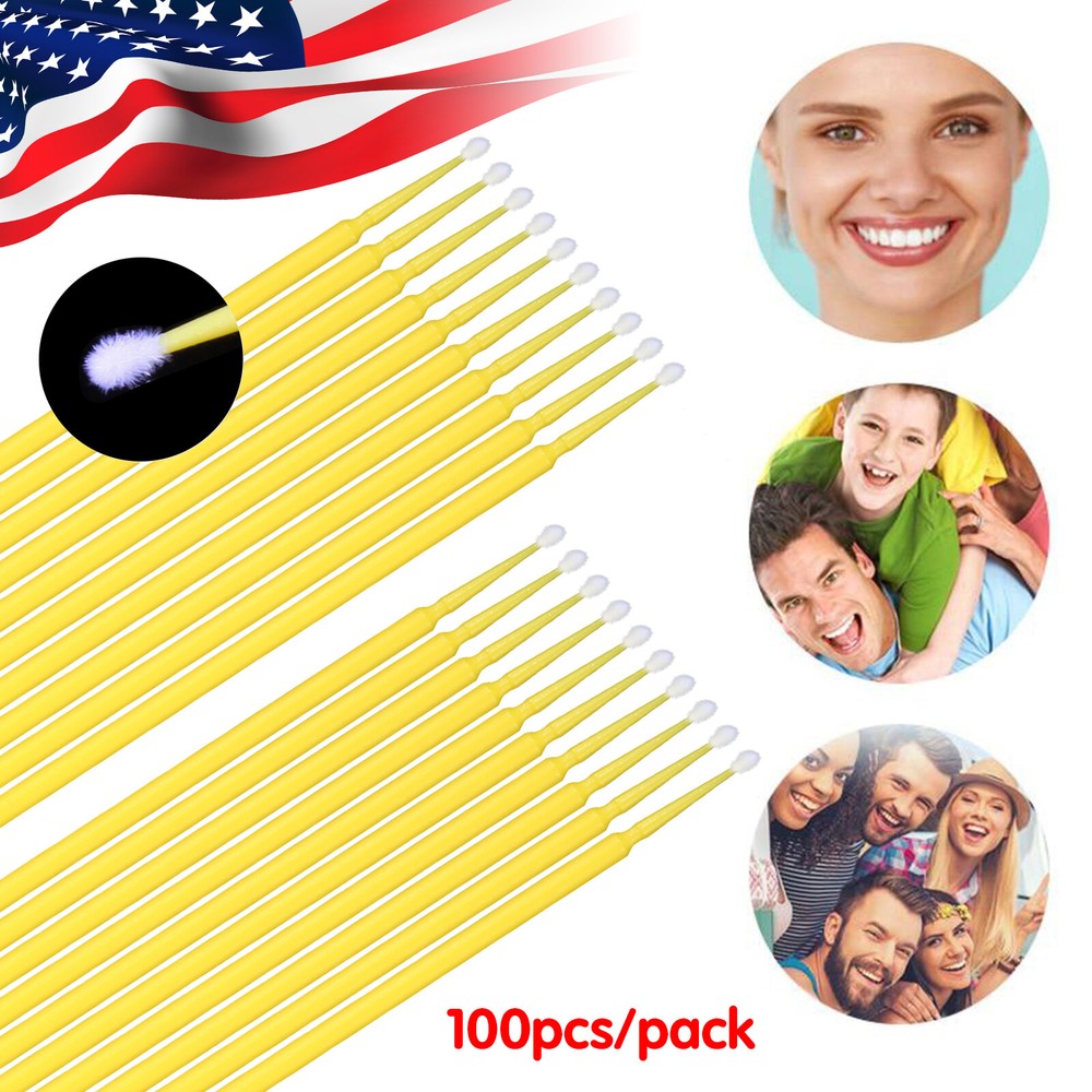 100*Dental Micro Brush Disposable Materials Tooth Applicator Eyelash Medium sl
