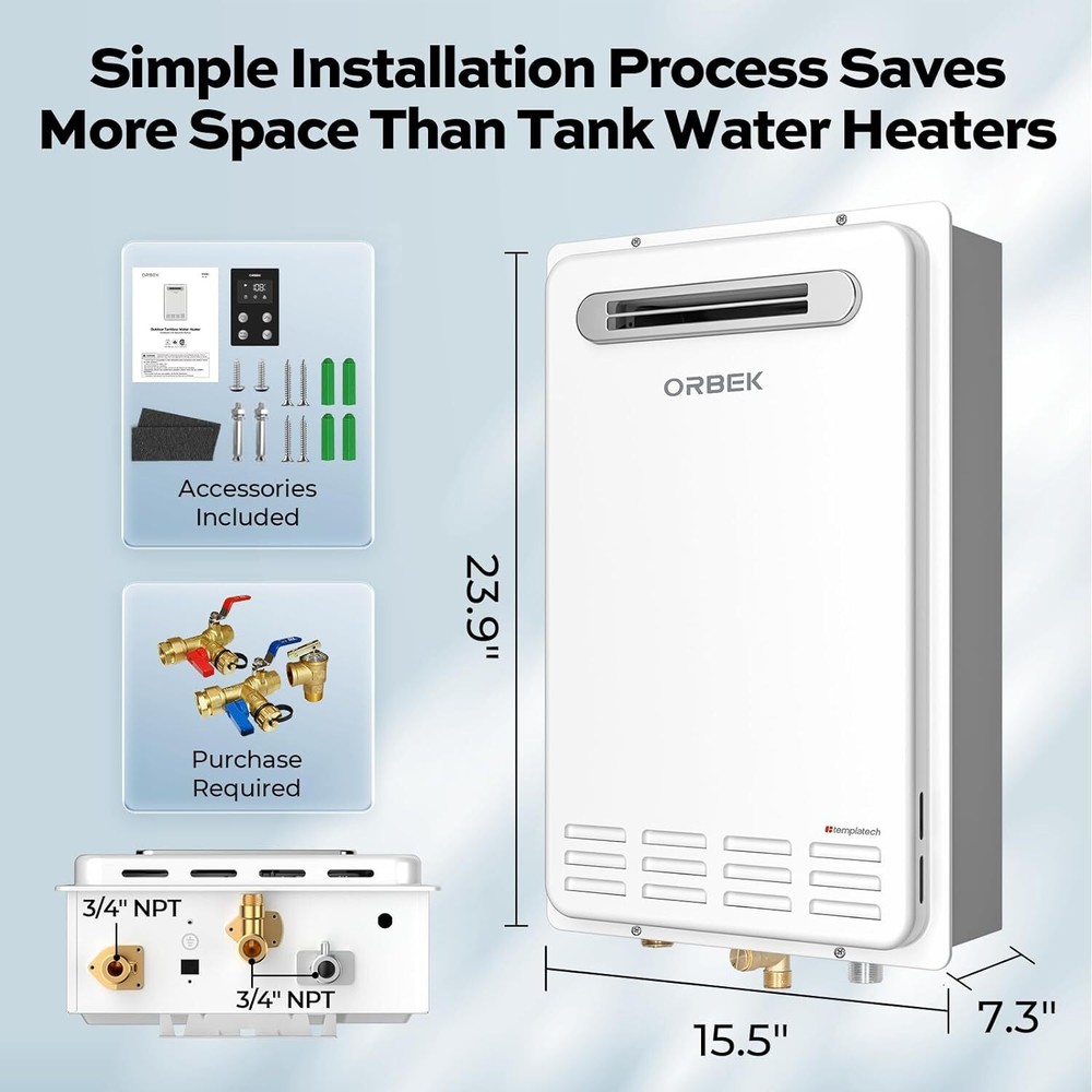 120,000 BTU Natural Gas Tankless Water Heater Outdoor Instant Hot 5.1 GPM - USED