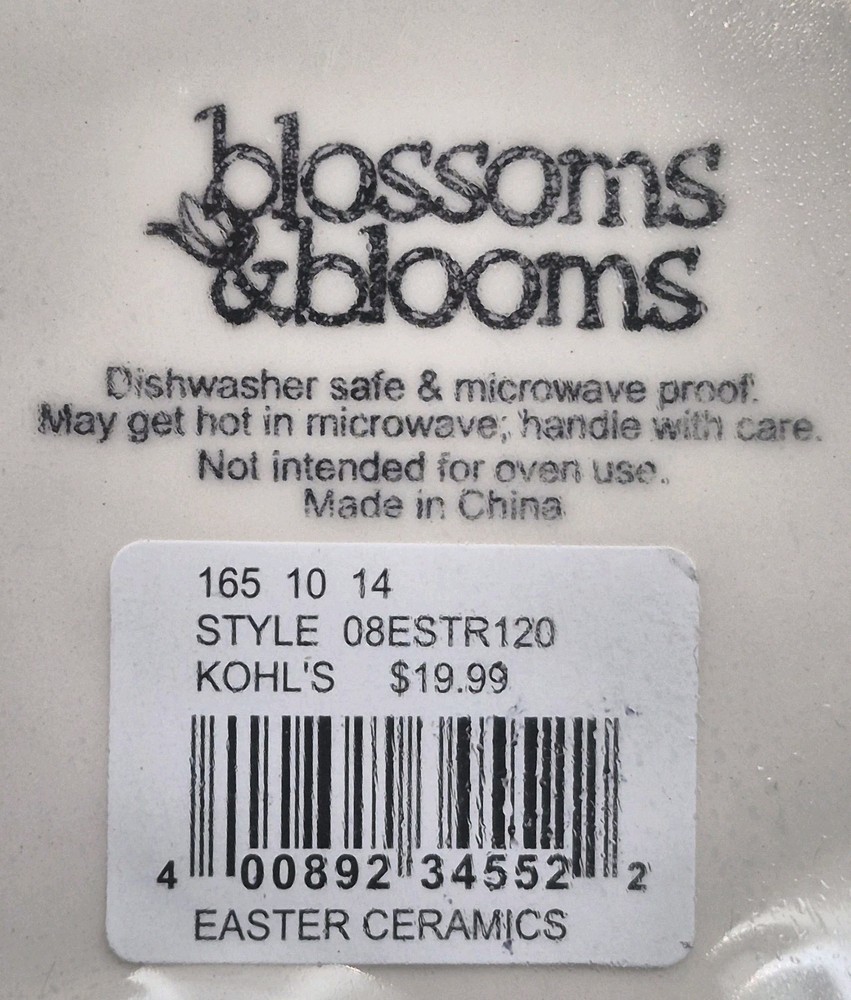 NEW Blossoms & Blooms Yellow Ceramic Easter Egg Serving Plate 8.75" Pastel Cups