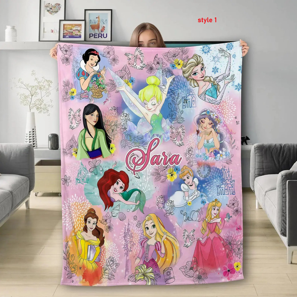 Custom Kids Princess Blanket – Personalized Name Flannel Throw