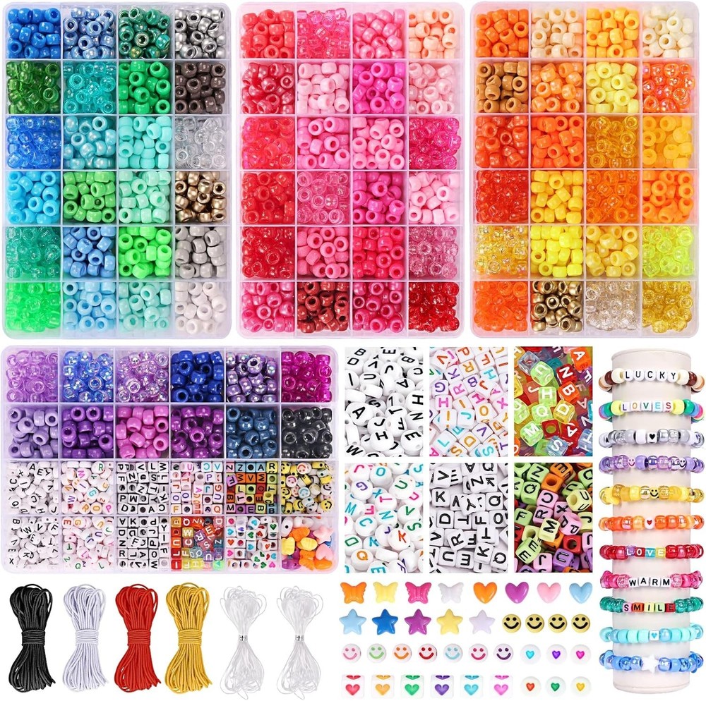 Craft Bracelet Kit - 4900pcs Beads & Elastic Strings