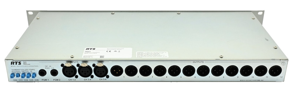 RTS TW Intercom System Model SAP612 Source Assign Panel F01U118535