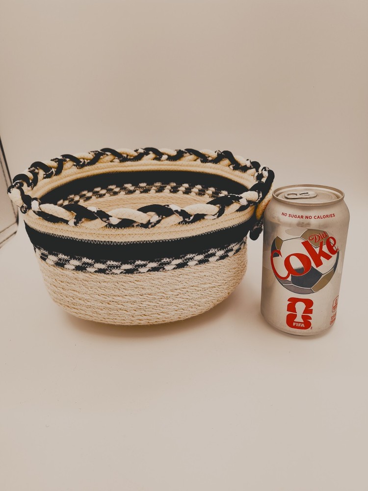 Beautiful Handmade Coiled Rope Bowl Fabric