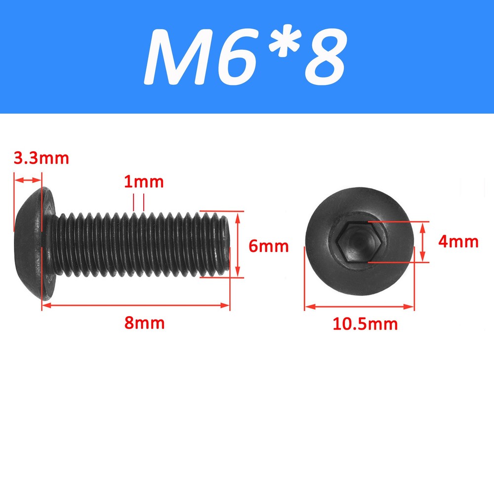 Black 304 Stainless Button Head Socket Cap Screw Black Oxide Hex Allen Bolt SS