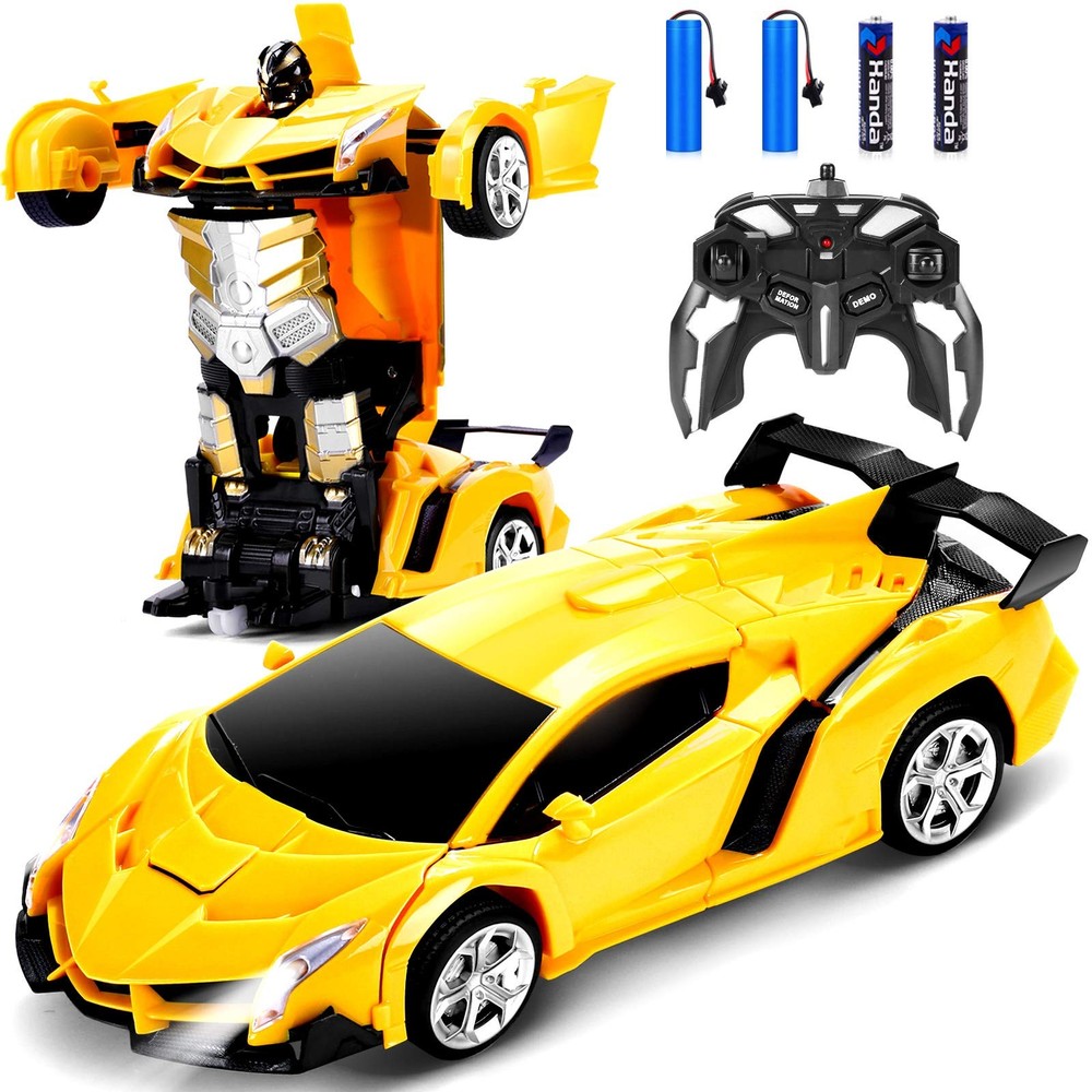 Dolanus Remote Control Car - Transform Transforming Robot RC Car, Yellow
