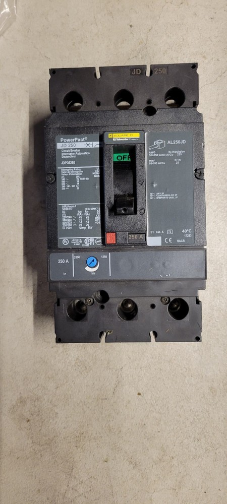 Square D JDP36250 250 Amp 600v Circuit Breaker