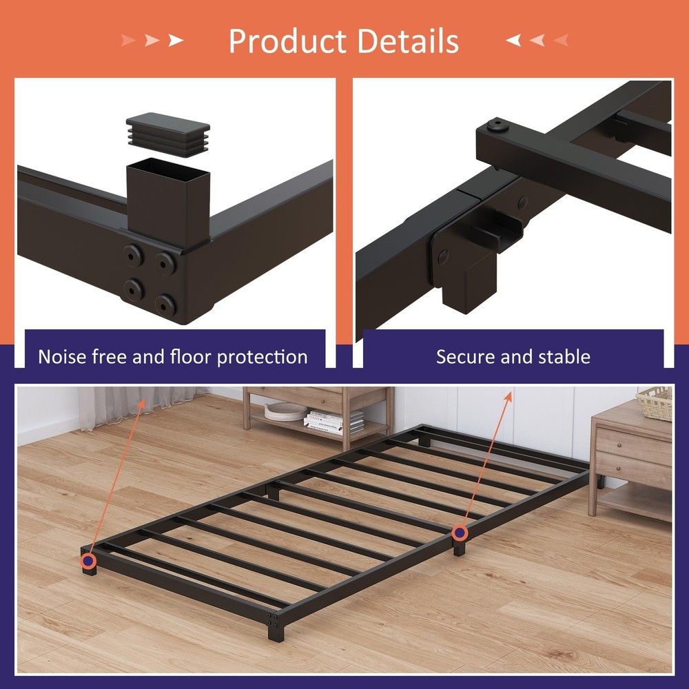 4 Inch Twin Bed Frames Low Profile, Twin Platform Bed Frame No Box Spring Nee...