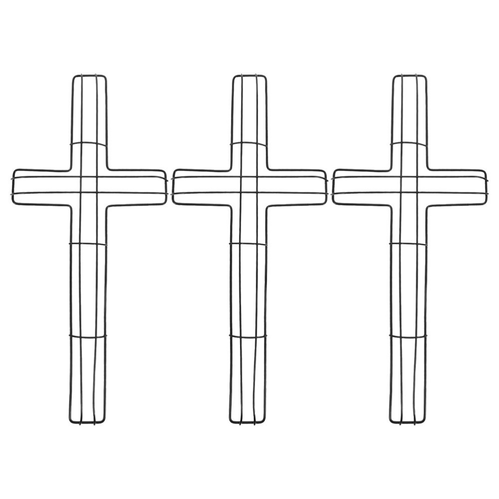 3 Pcs Wire Cross Wreath Base Wall Frame Flower Crosses for Making
