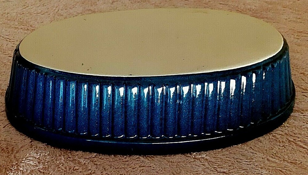 Ceramigres dark blue oval baking dish oven to table