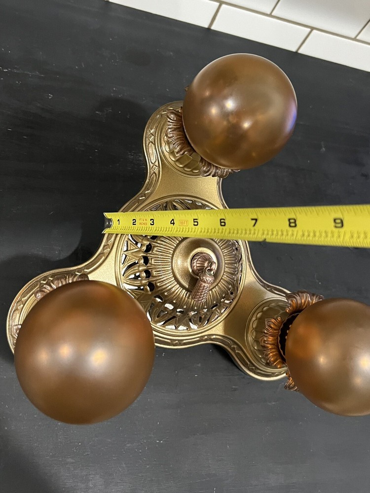 Three Socket Antique Light Flush Mount Fixture Mica Wow! 27H