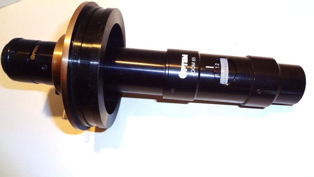 OPTEM ZOOM 65 VIDEO MICROSCOPE SYSTEM COMPLETE WITH SCOPE STAND ADAPTOR
