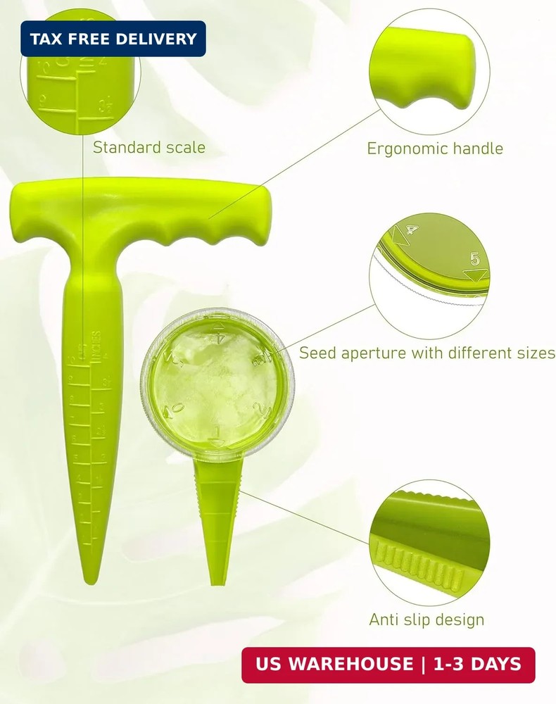 Seed Spreader & Planter Tool with Dibber, Seed Dispenser, Handheld Manual Garden