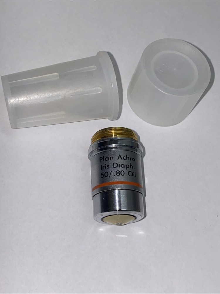 Reichert 1016 Plan Achro Iris Diaph. 50/ .80 Oil Microscope Objective, Pristine