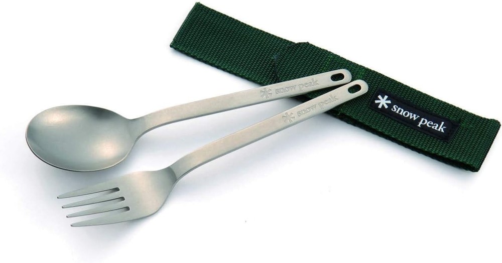 Ultralight Titanium Fork & Spoon Set - Durable Camping Utensils with Travel Case
