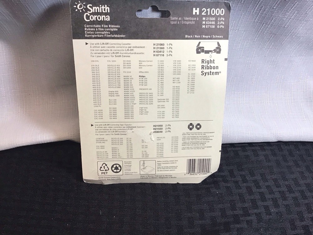 2 pack New Genuine Smith Corona H 21000 Correctable Typewriter Ribbons