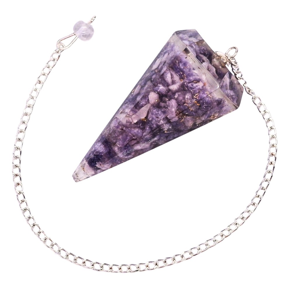 Lepidolite Orgone Crystal Pendulums