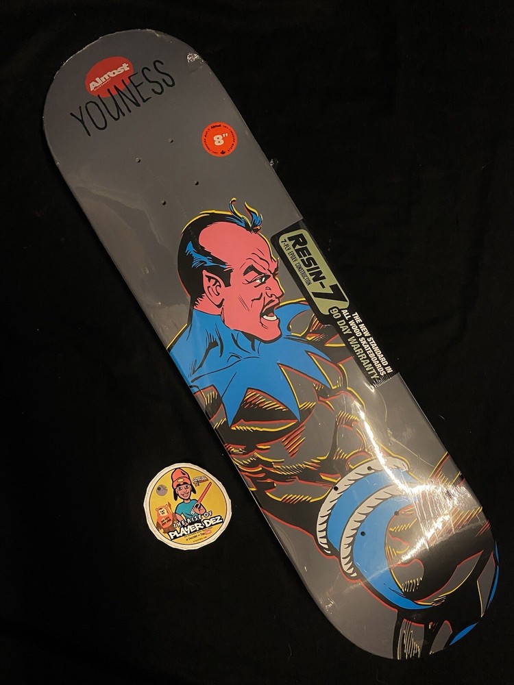 RARE Sinistro Youness Almost DC Comics Skateboard Deck Matte Grey Marvel