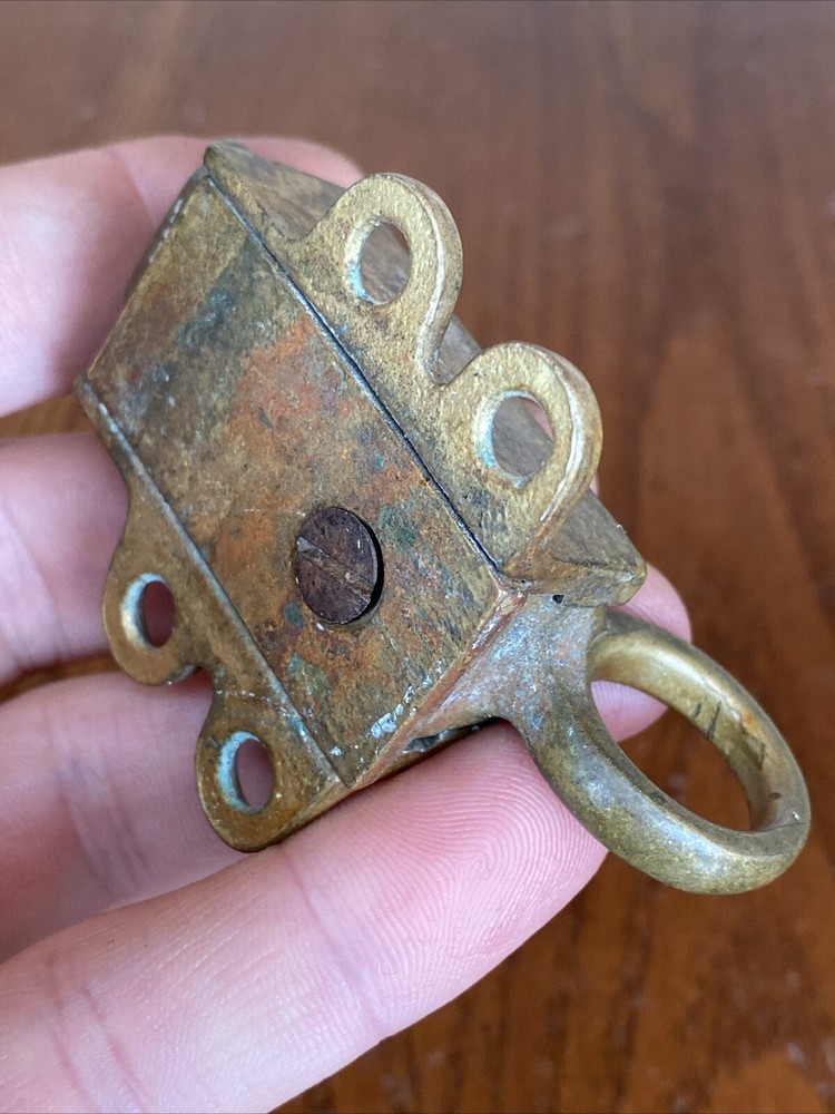 Antique Brass Pull Ring Transom Window Latch Catch Awning Sash Lock Finger Loop