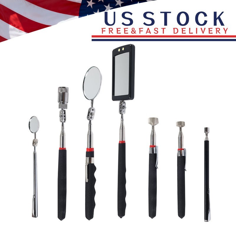 7pcs Telescoping Magnet Pickup Tool Stick Include 8 lb LED Light Grabber Extend