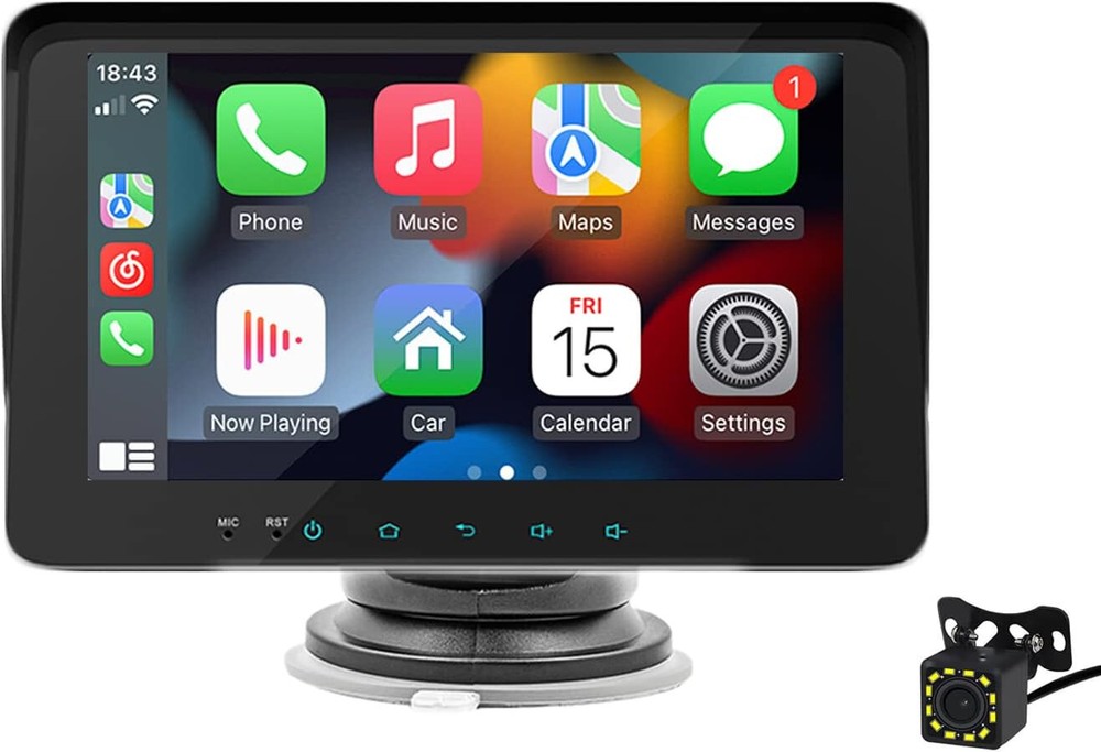 Wireless Carplay & Android Auto Portable 7 Inch Touchscreen Car Stereo Bluetooth