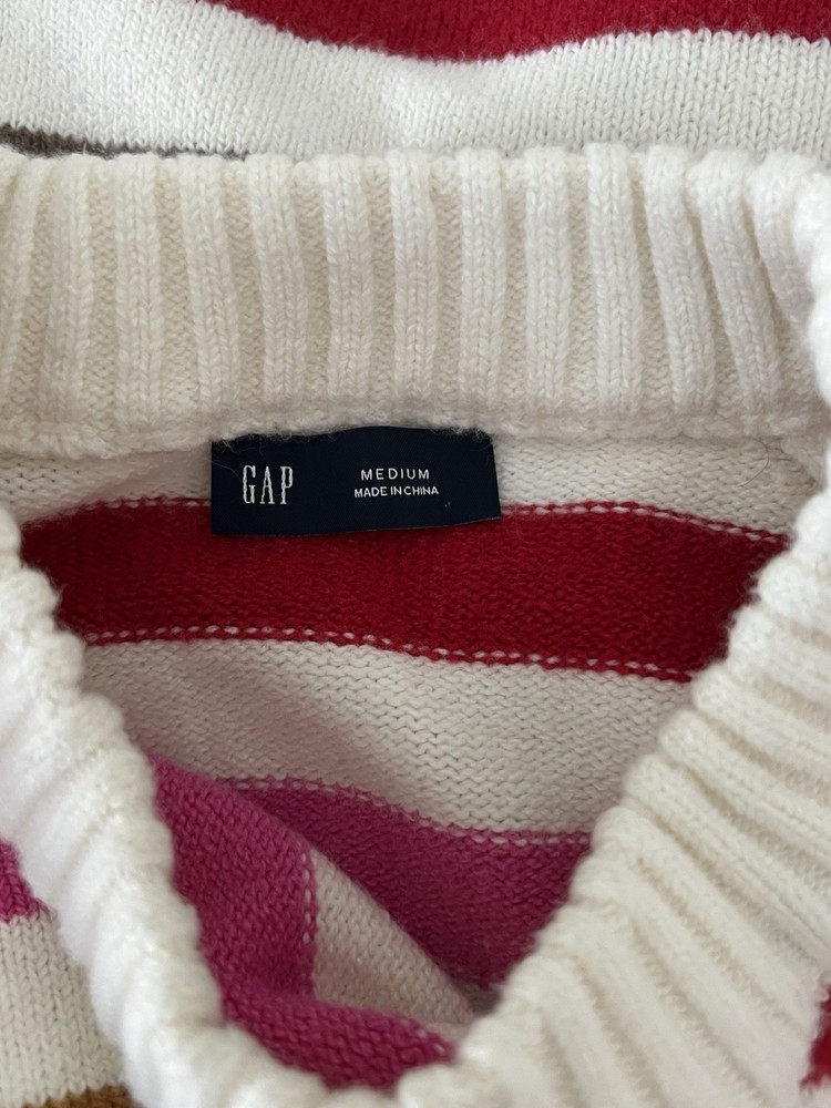 GAP Crewneck Happy Striped Sweater Size Medium EUC