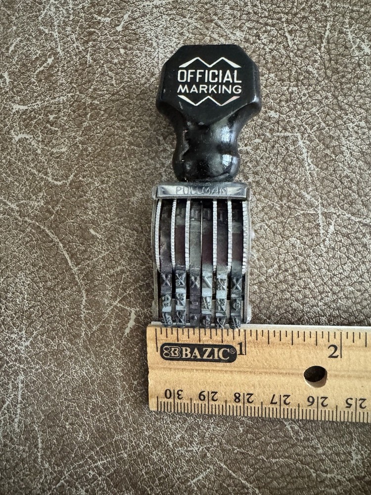 Vintage Pullman Alphanumeric Hand Stamp Wood Handle 6 Band Office Scrapbooking