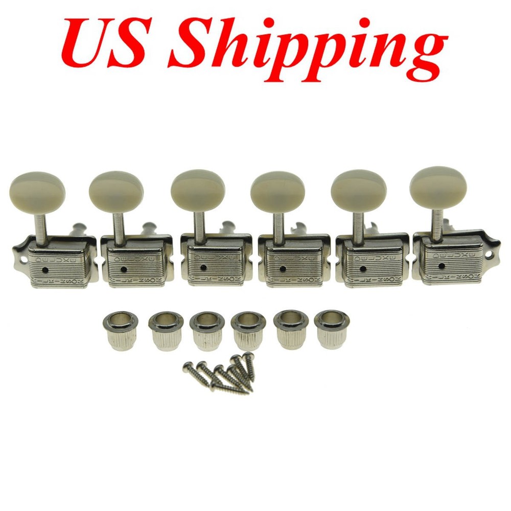 Wilkinson Deluxe 6 Inline Vintage Guitar Tuners Split Post NI with Ivory Button