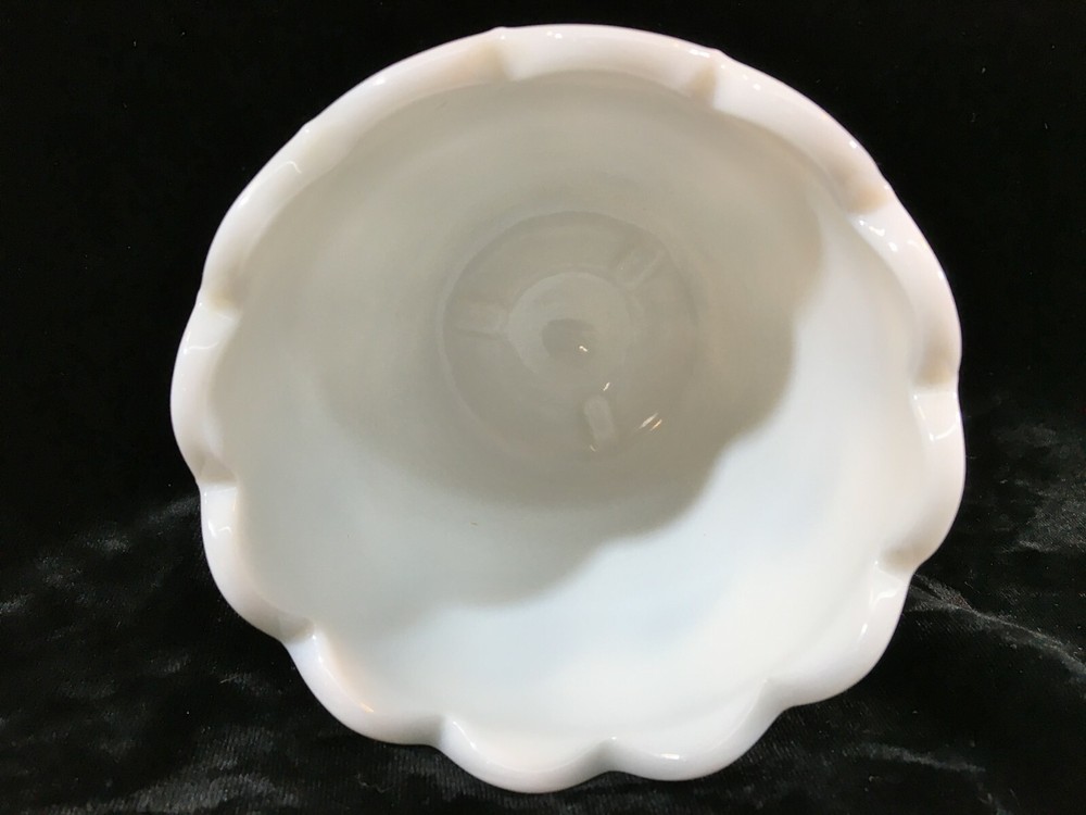 White Milk Glass Footed Planter Grape Pattern