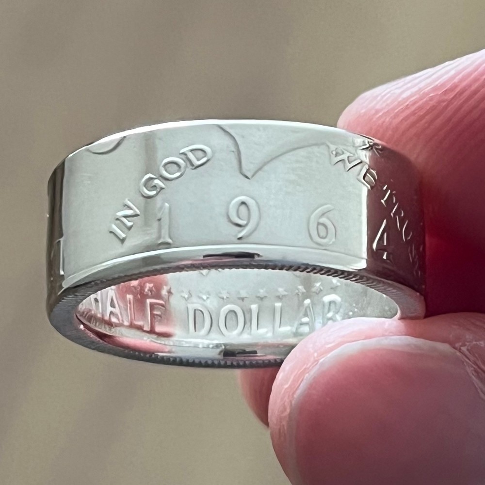 1964 Kennedy Silver Half Dollar Handmade Coin Ring