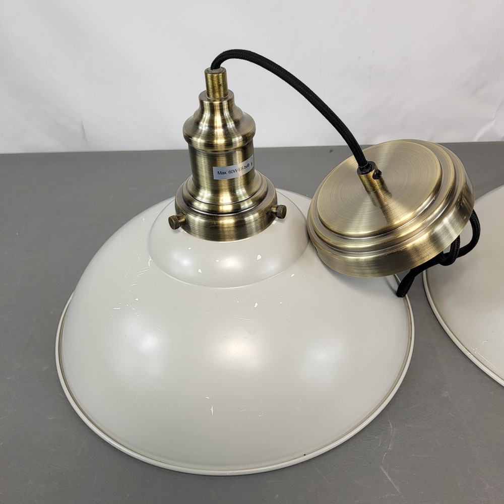 2x Vintage Style Pendant Light Fitting Bundle Adjustable Grey Industrial Lights