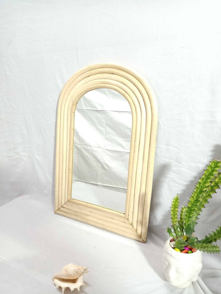 Handmade Rattan Mirror, Rattan Rectangle Mirror, Cane Mirror, Boho Mirror Mirror