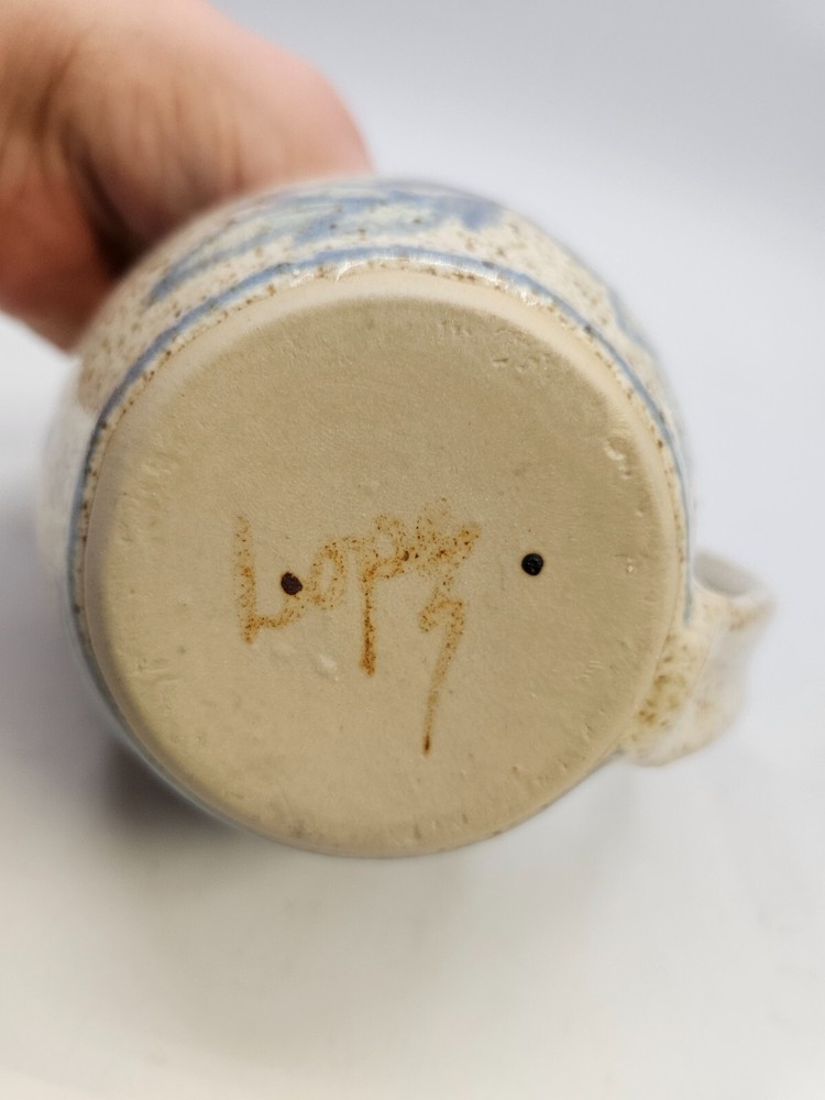 VTG. Lopez Ceramic Pottery Pitcher w/Floral Pattern Signed