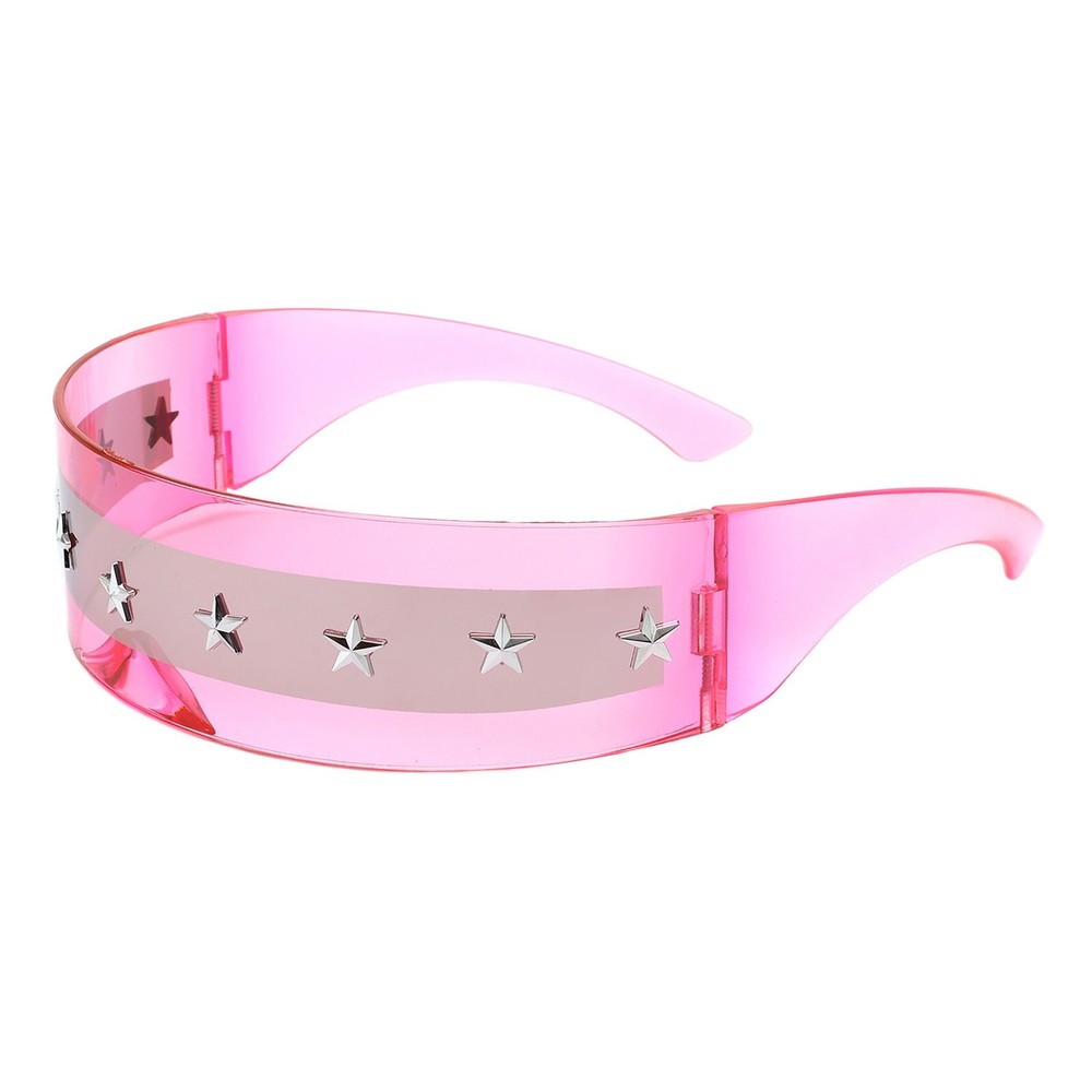 Cyclops Shield Sunglasses Star Studs Mirrored Mono Lens Rectangle UV 400