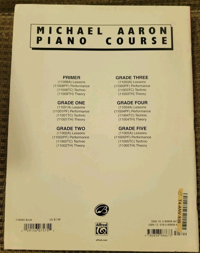 "MICHAEL AARON PIANO COURSE" LESSONS-GRADE 4(FOUR) EUC