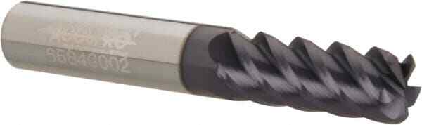 Accupro 3/8" Diam 5 Flute Single End Solid Carbide 0.06" Corner Radius End Mi...