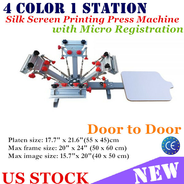 4 Color 1 Station Silk Screen Printing Press Machine with Micro Registration