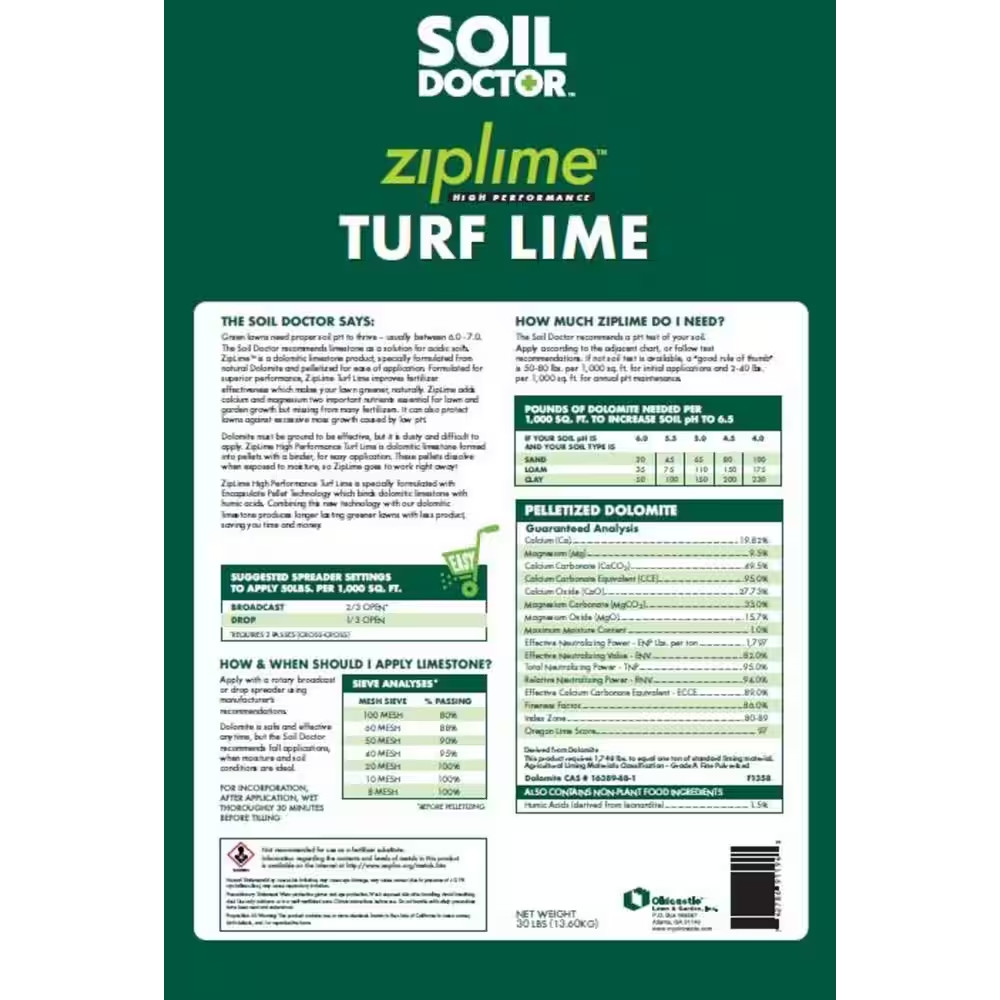 30 Lbs. Soil Doctor Zip Lime Turf