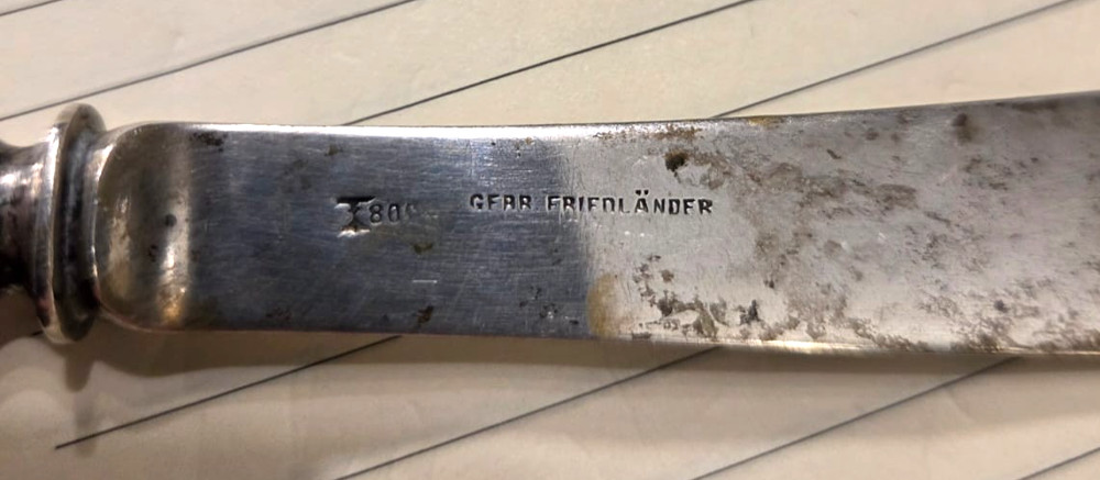 Antique Gebrüder Friedländer Berlin Germany Solid 800 Silver Knife