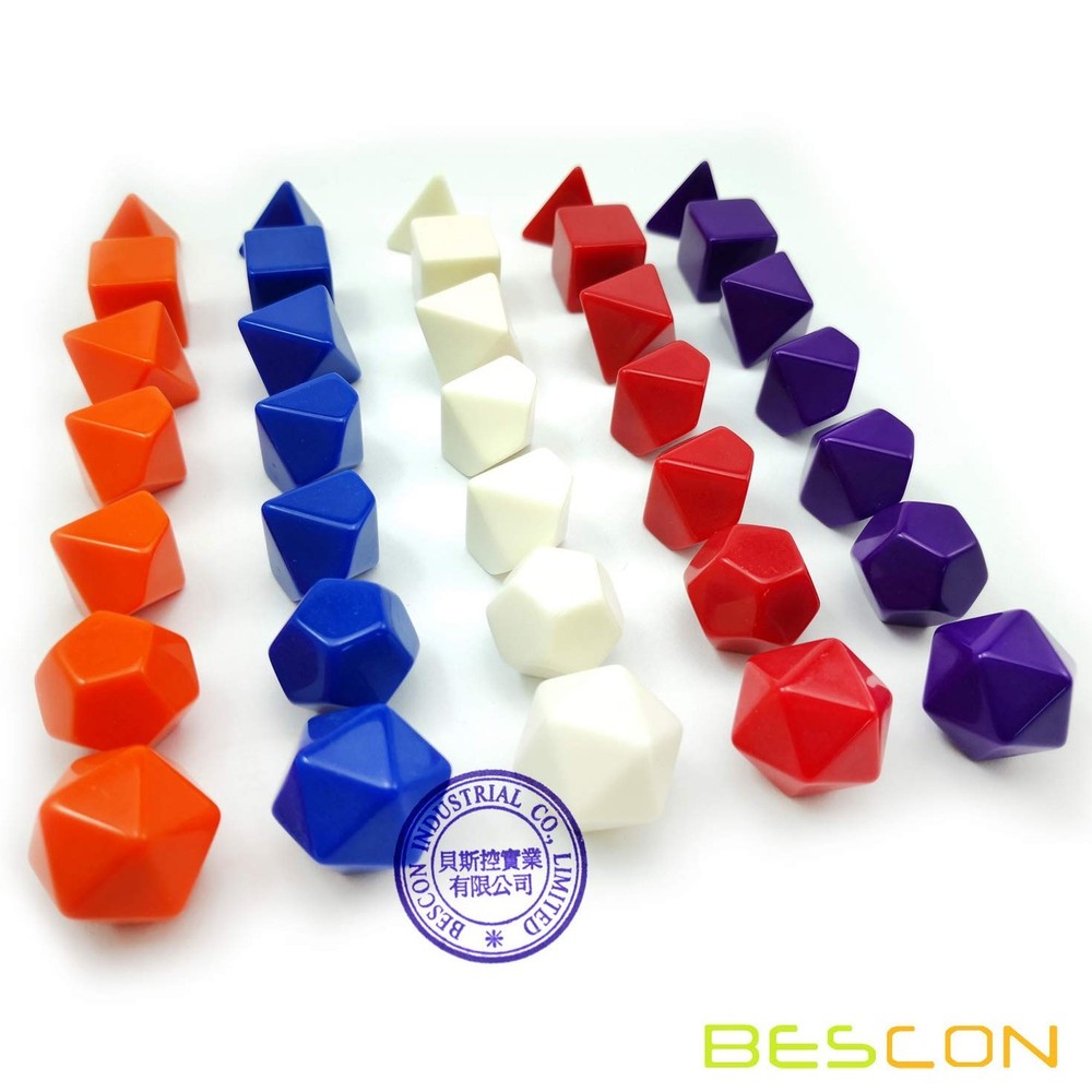 Bescon Blank Polyhedral RPG Dice 35pcs Assorted Colors Set, Solid Colors in C...