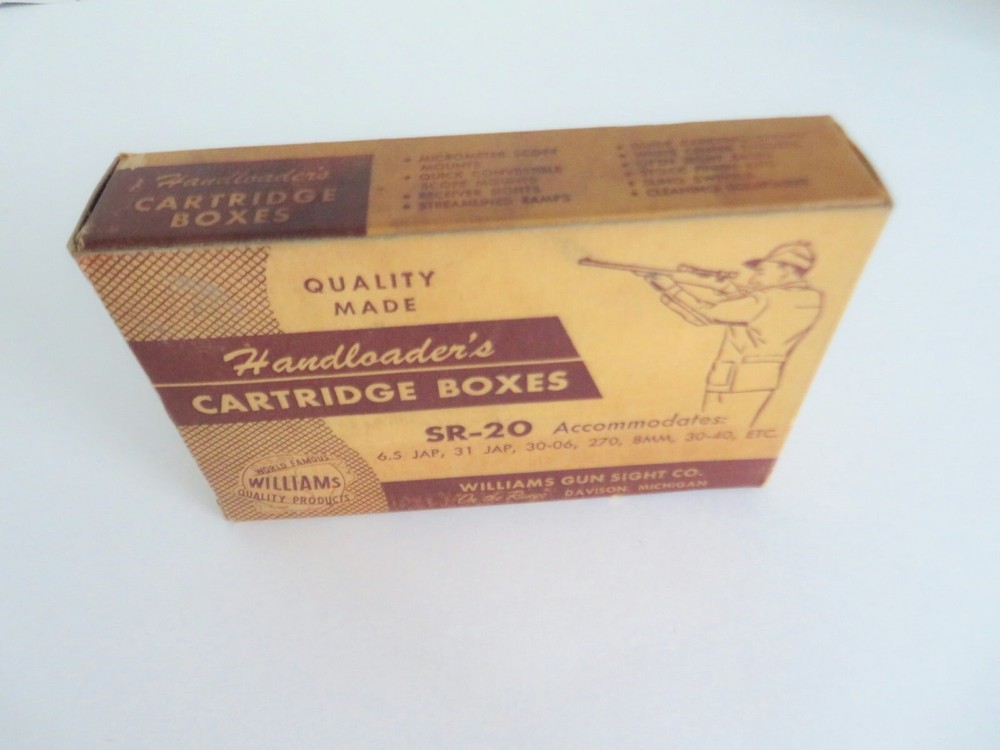 Vintage WILLIAMS Handloader's Cartridge Boxes SR-20 w/Insert Empty Box