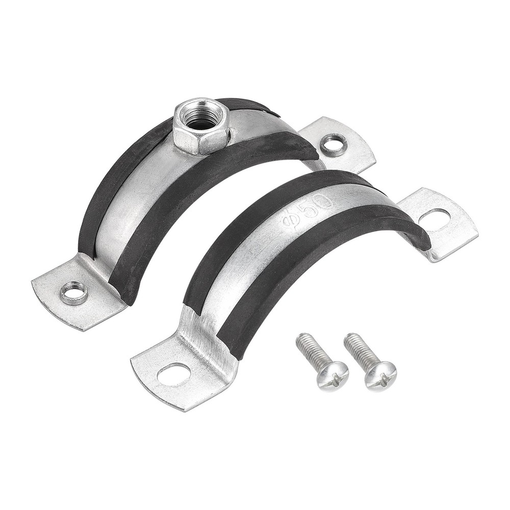 Adjustable 2 Inch Iron Pipe Bracket Clamp, 5-Pack Wall/Ceiling Mount