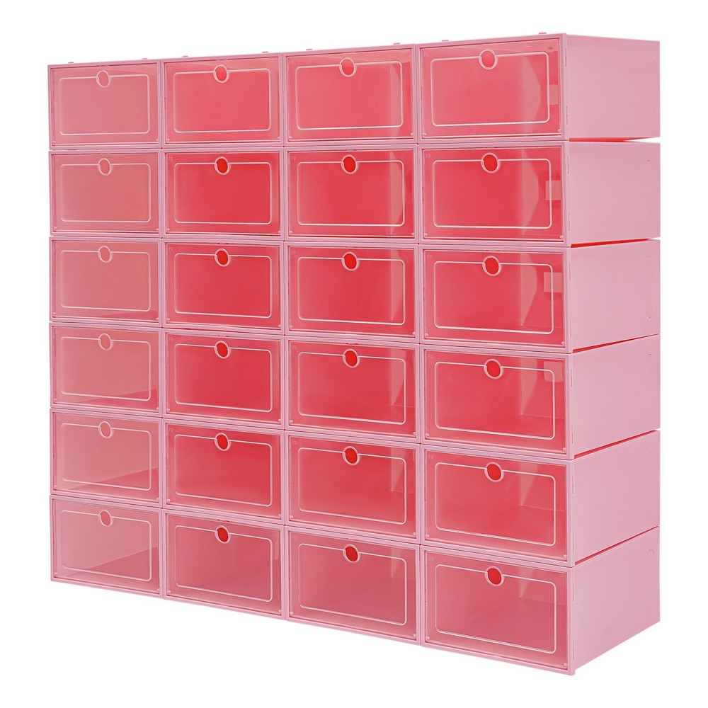 24-Pack Clear Lid Shoe Storage Boxes – Stackable & Space-Saving Solution