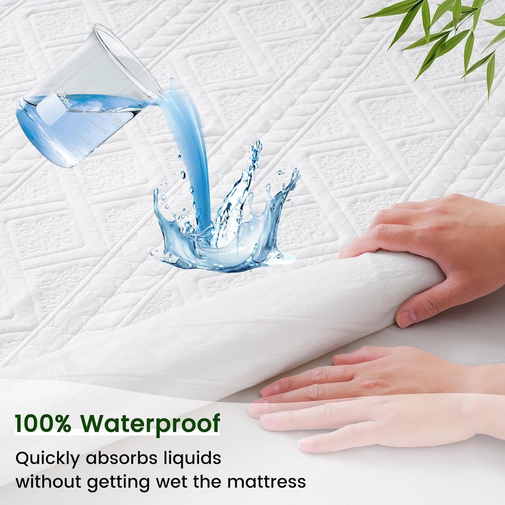 Waterproof Bamboo Mattress Protector Fitted Deep Pocket Cooling Surface New
