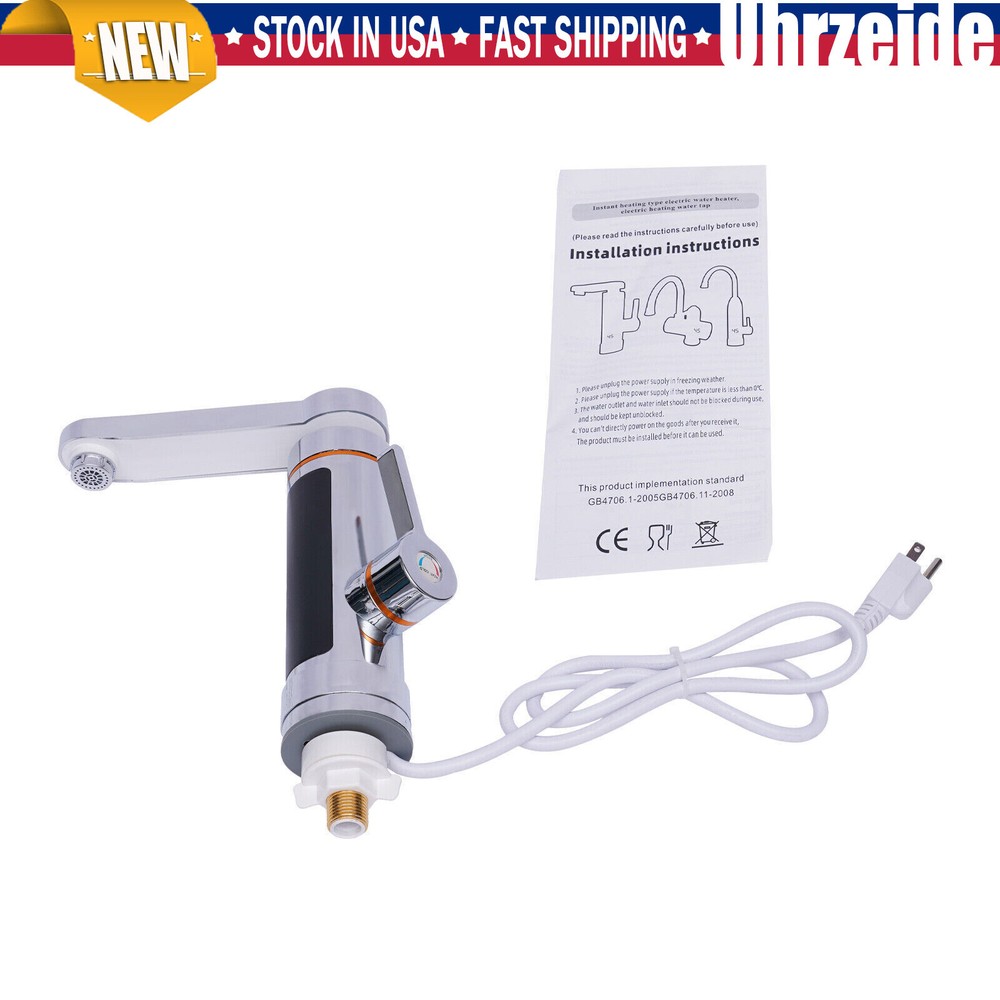 3000W Electric Hot Water Heater Faucet Tankless Instant Kitchen Bathroom Tap
