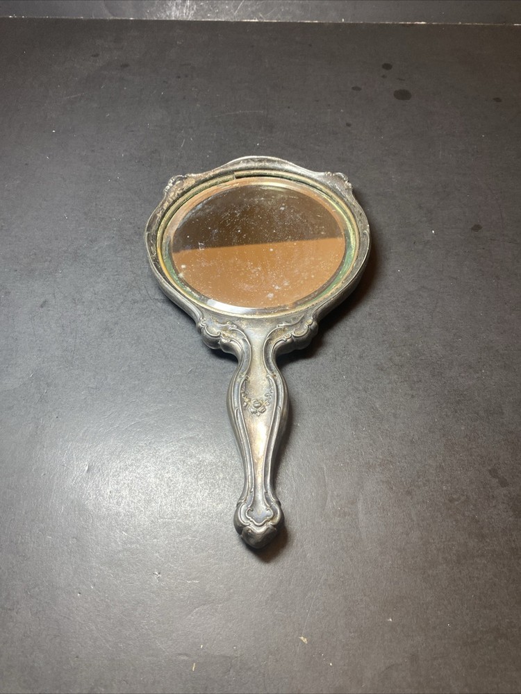 VTG The Homan Mfg Co Silver Plate Hand Mirror