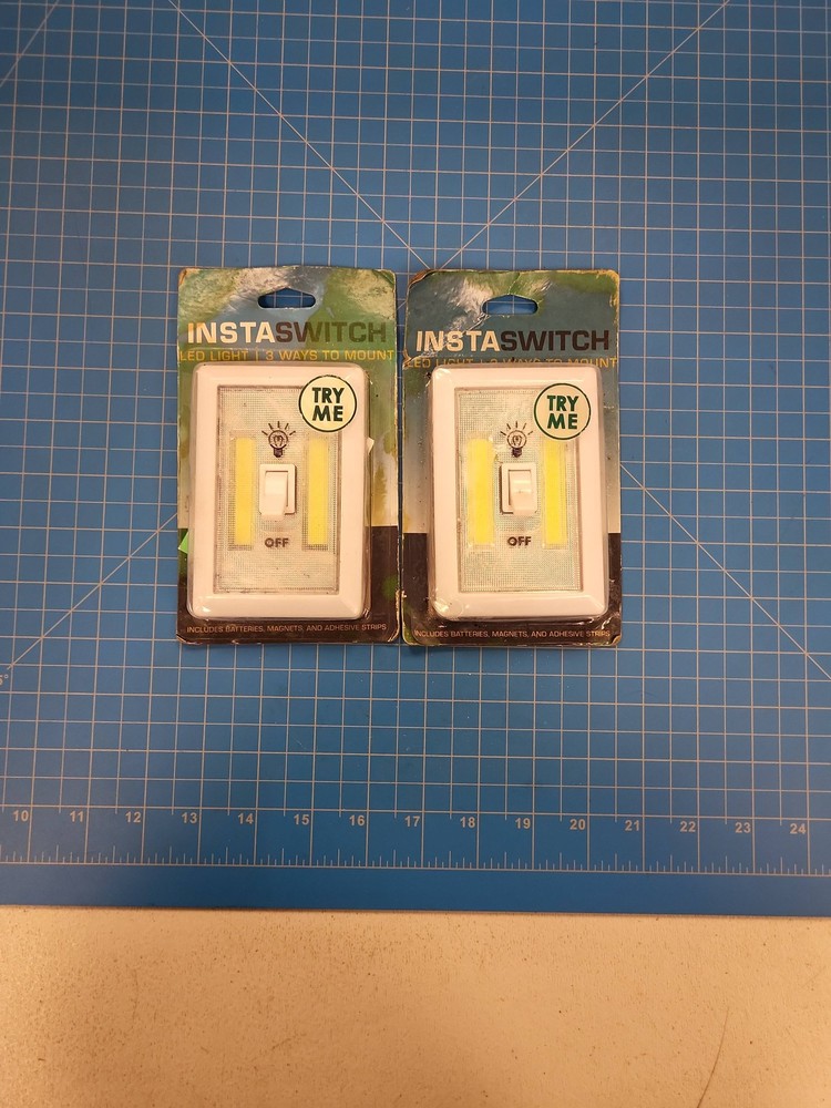 Insta Switch LED Light 2 Pack Wireless Anywhere Stick On Wall Night Lights